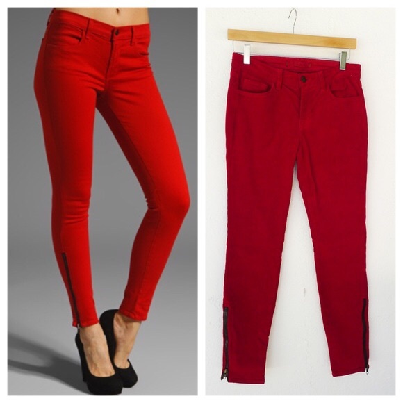 Denim - J Brand Zip Ankle jean in red